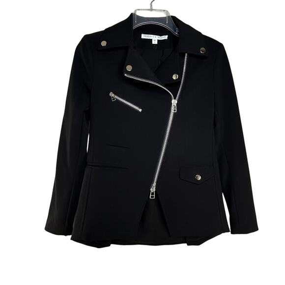 Veronica Beard Hadley Moto Scuba Jacket Size 0 Black Dickey Compatible ASO - Picture 4 of 12